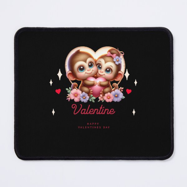 Item preview, Love at the Edge of the Heart: Sweet Valentine's Day Monkeys designed and sold by PJCreativeArt.