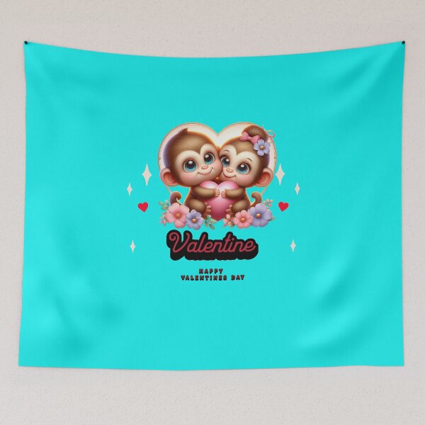 Item preview, Love at the Edge of the Heart: Sweet Valentine's Day Monkeys designed and sold by PJCreativeArt.