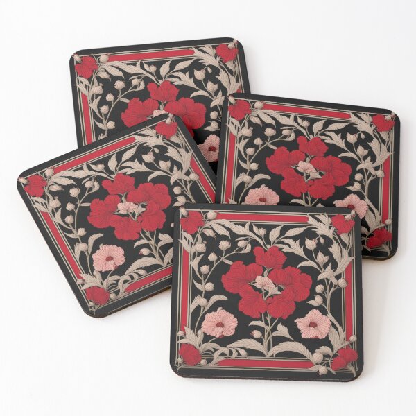 Item preview, Art Nouveau Floral Pattern Collection #1 - Red Bleeding Heart Flowers #51 designed and sold by elektronen.