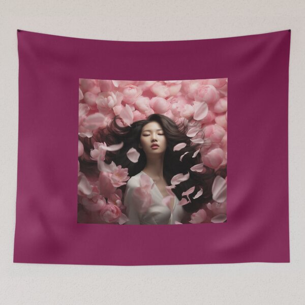 Item preview, Korean girl surrounded by flower petal designed and sold by Marie Colençon.