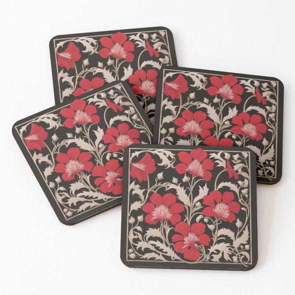 Item preview, Art Nouveau Floral Pattern Collection #1 - Red Bleeding Heart Flowers #53 designed and sold by elektronen.