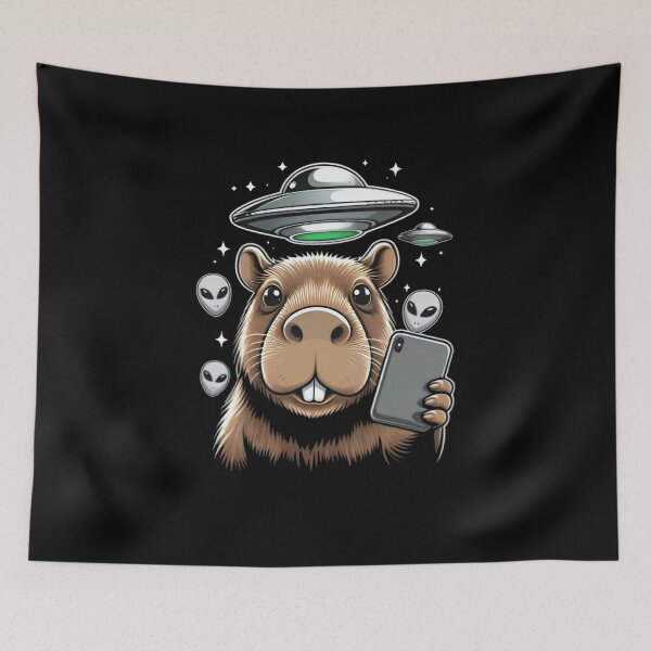Item preview, Funny Capybara Selfie With Alien Ufos Alien Lover Capybara Lover Gift  designed and sold by SlocifieShop.