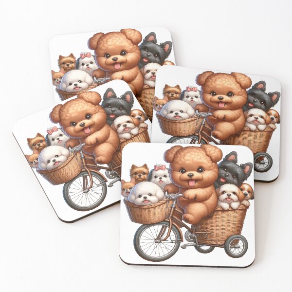 Item preview, Puppies on a Bike in a Wicker Basket designed and sold by toypoodlemom.