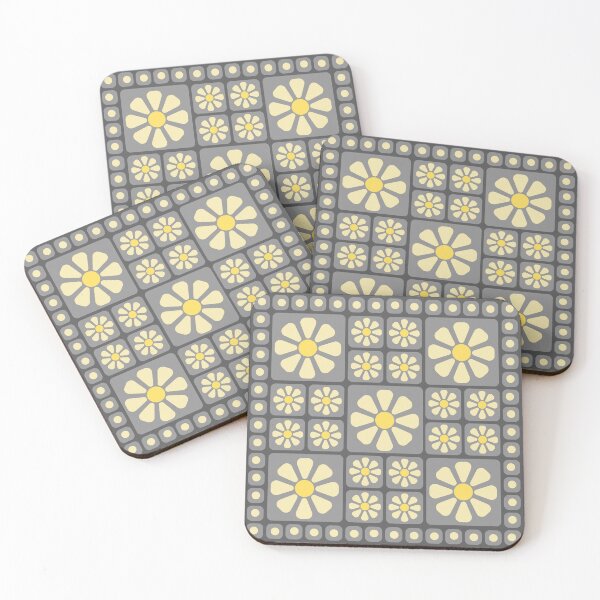 Item preview, Retro pattern No72a - daisy cubes (grey) designed and sold by TalkingHerds.