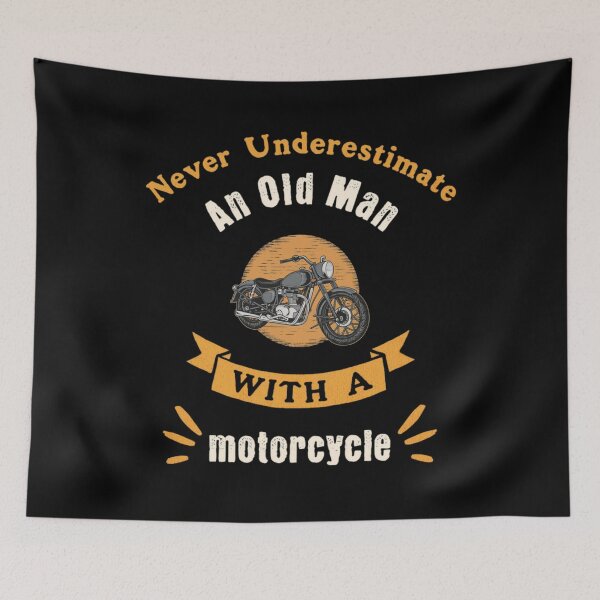 Item preview, Never underestimate an old man with a motorcycle  designed and sold by BlueGoldArt.