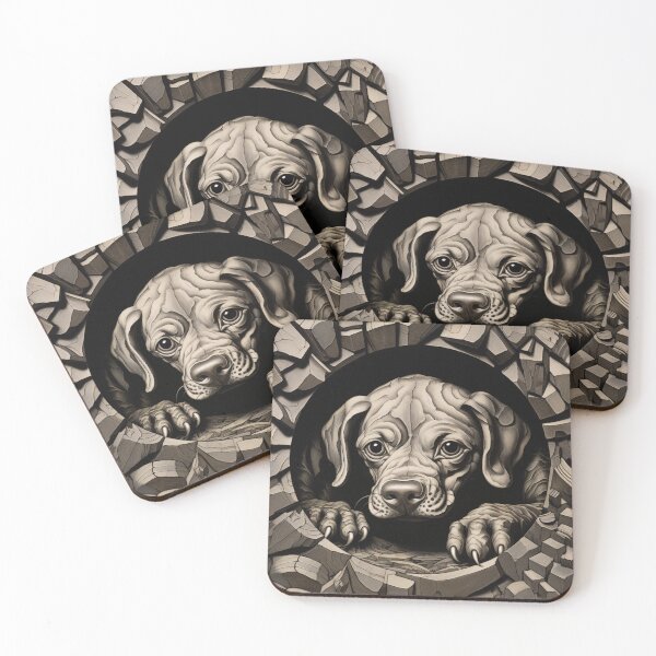 Item preview, Dog in Stone Art - Mesmerizing Canine Sculpture Prints designed and sold by JojoArtEvo.