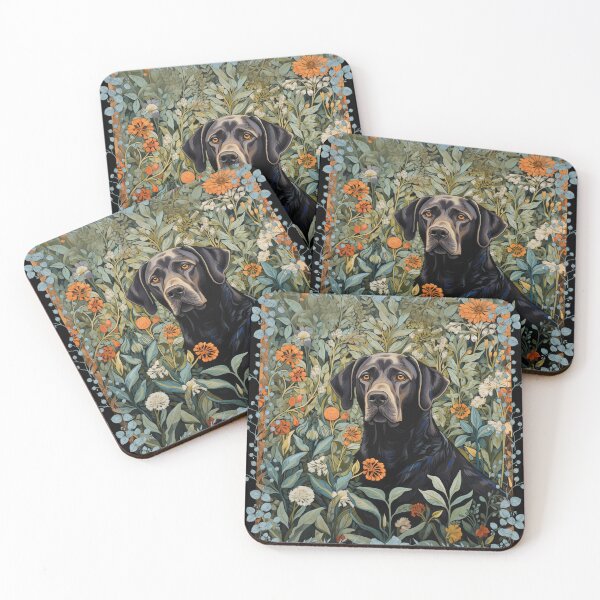 Artikelvorschau, Schwarzer Labrador Retriever im Vintage-Garten entworfen und verkauft von AntiqueImages.