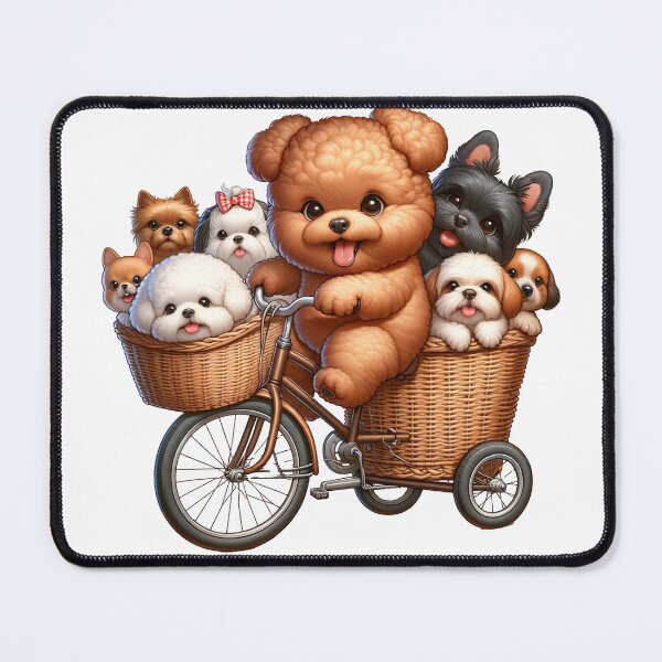 Item preview, Puppies on a Bike in a Wicker Basket designed and sold by toypoodlemom.