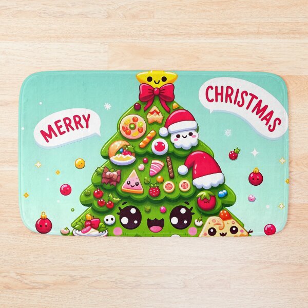 Item preview, Lindo árbol de Navidad de comida japonesa Kawaii con texto "Feliz Navidad" - 6 designed and sold by StellaArtz.