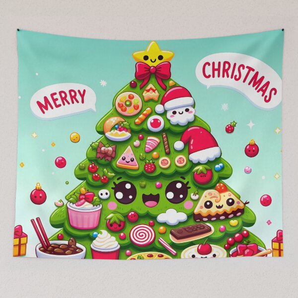 Item preview, Lindo árbol de Navidad de comida japonesa Kawaii con texto "Feliz Navidad" - 6 designed and sold by StellaArtz.
