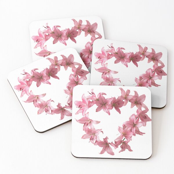 Item preview, Pink Lilies Heart Floral Artwork designed and sold by KatanaCreative.