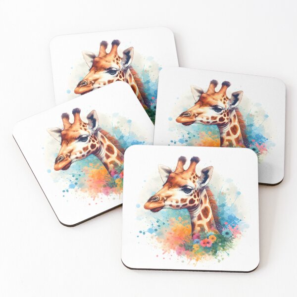 Item preview, Beautiful giraffe with colorful background full of leaves and flowers designed and sold by Marcoshop10.