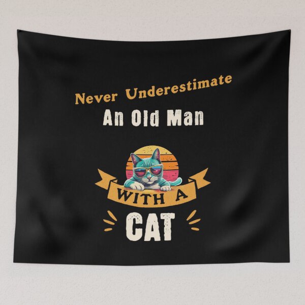 Item preview, Never underestimate an old man with a cat designed and sold by BlueGoldArt.