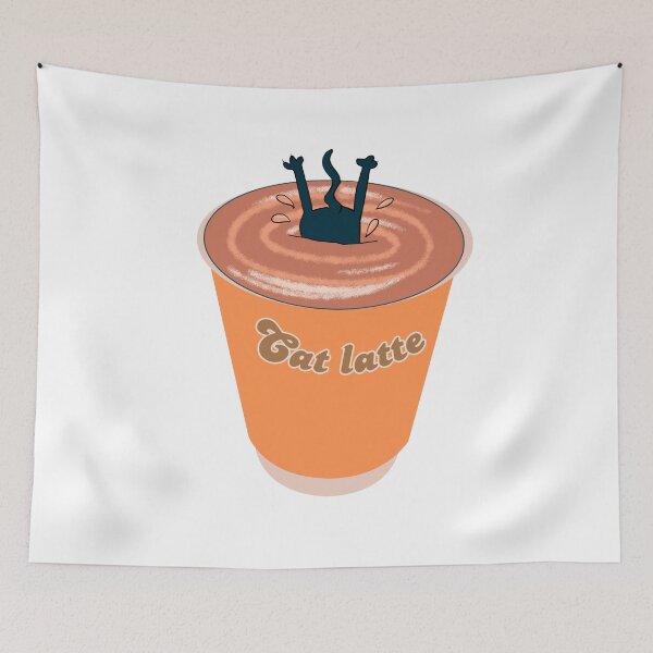 Item preview, Cat latte, cute black cat diving in a cup of latte designed and sold by BigfeetLittlepaws.