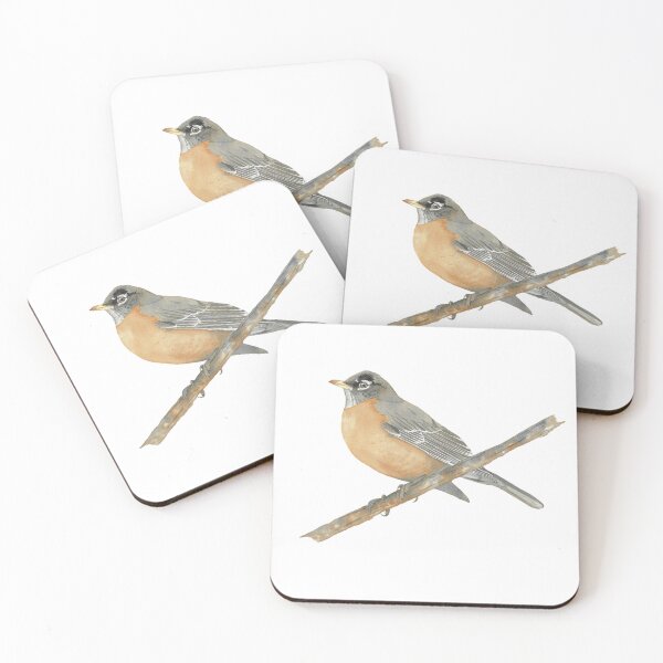 Item preview, American robin watercolor bird portrait designed and sold by L'Atelier Oranjade.