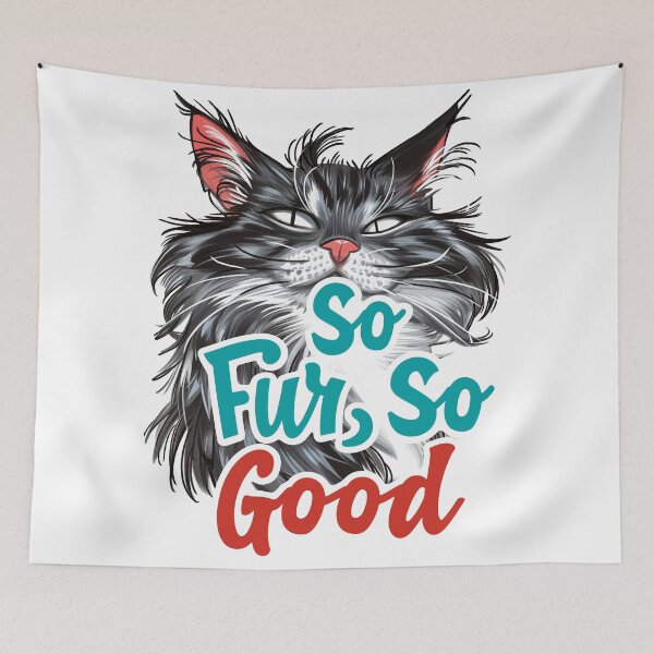 Item preview, So Fur So Good, So Far So Good, Cat Pun, Cat Meme, Silly Cat, Cheeky Cat designed and sold by PrintShangri-La.