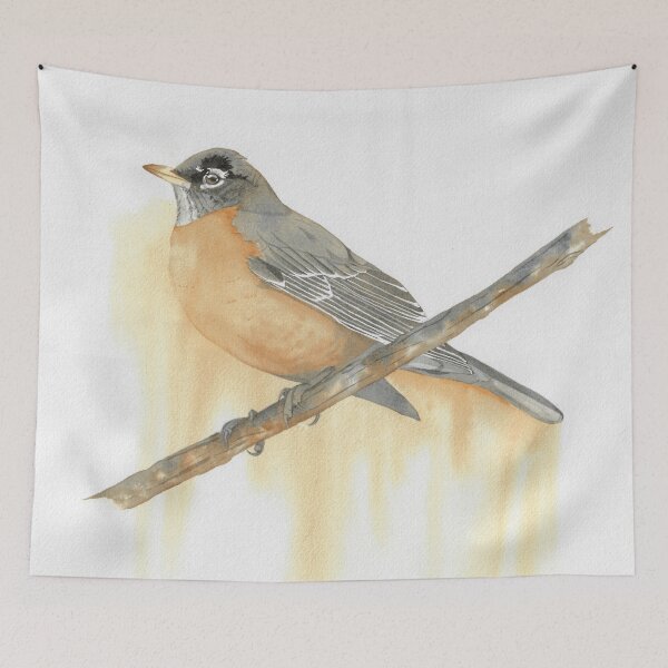 Item preview, American robin watercolor bird portrait v2 designed and sold by L'Atelier Oranjade.