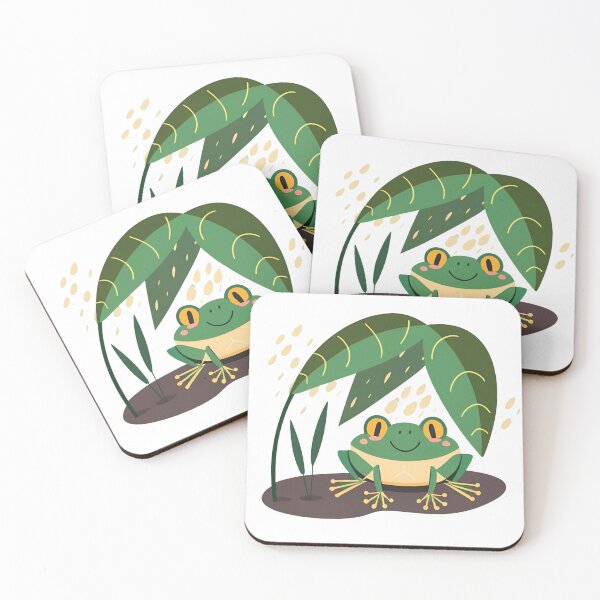 Item preview, Rainy Day Hideaway: Adorable Frog Sheltered Beneath a Leaf designed and sold by JAMESAMORN.