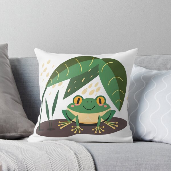 Item preview, Rainy Day Hideaway: Adorable Frog Sheltered Beneath a Leaf designed and sold by JAMESAMORN.