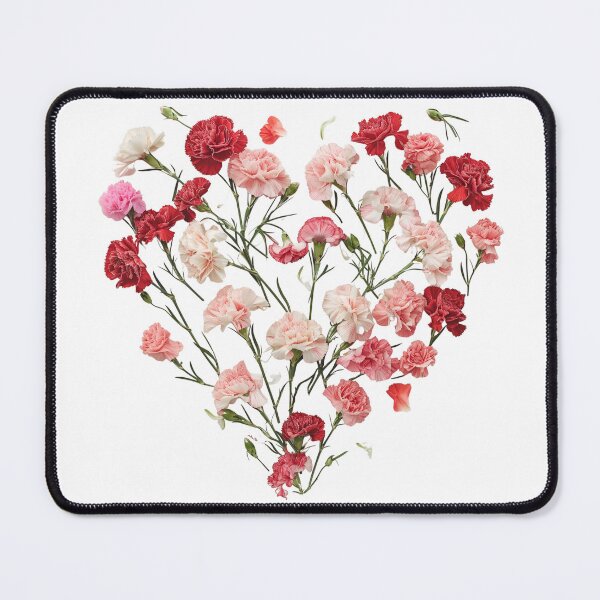 Item preview, Carnations Heart Floral Artwork designed and sold by KatanaCreative.