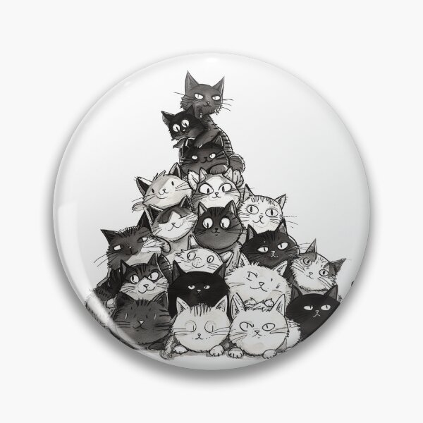Item preview, Black and White Pile of Cats Cat Meowtain designed and sold by Kobi-PrintVibes.