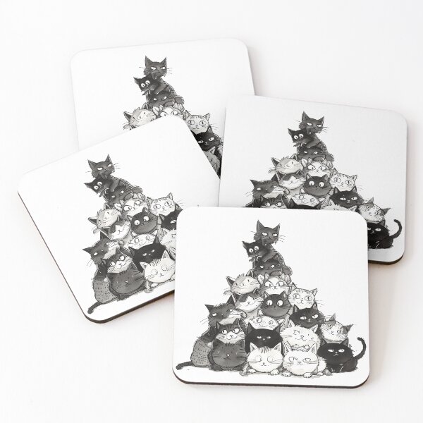 Item preview, Black and White Pile of Cats Cat Meowtain designed and sold by Kobi-PrintVibes.