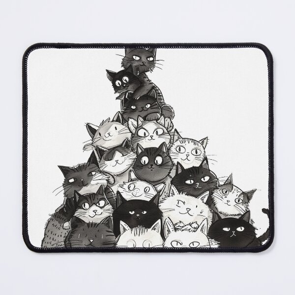 Item preview, Black and White Pile of Cats Cat Meowtain designed and sold by Kobi-PrintVibes.