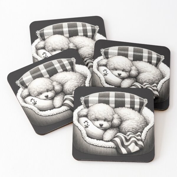 Item preview, Poodle Sleeping in B & W  designed and sold by toypoodlemom.