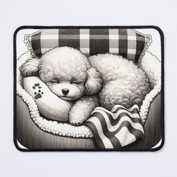Item preview, Poodle Sleeping in B & W designed and sold by toypoodlemom.