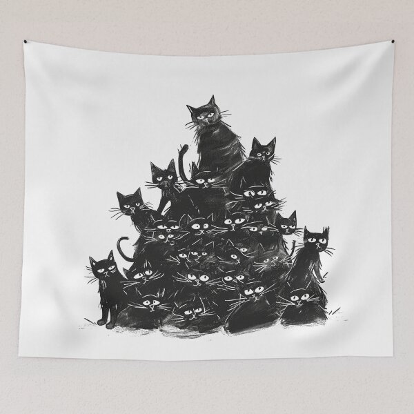 Item preview, Black and White Pile of Cats Cat Meowtain 2 designed and sold by Kobi-PrintVibes.