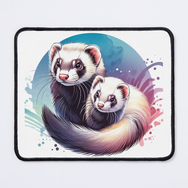 Item preview, "Ferrets: Energetic and social animals" signs held by men and women marching in a city street.:  Watercolor designed and sold by PaintMeWorld.
