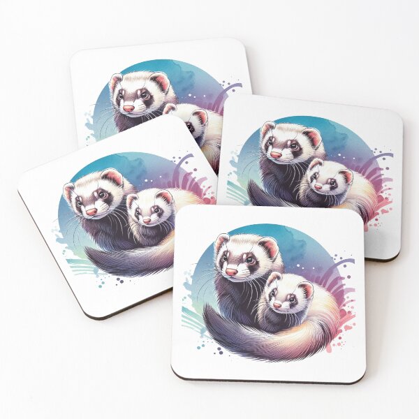 Item preview, "Ferrets: Energetic and social animals" signs held by men and women marching in a city street.:  Watercolor designed and sold by PaintMeWorld.