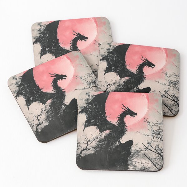 Item preview, Dragon and the Moon Pink designed and sold by Kobi-PrintVibes.