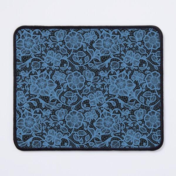 Item preview, Floral Lace Pattern - Blue on Black designed and sold by JadeRyder.