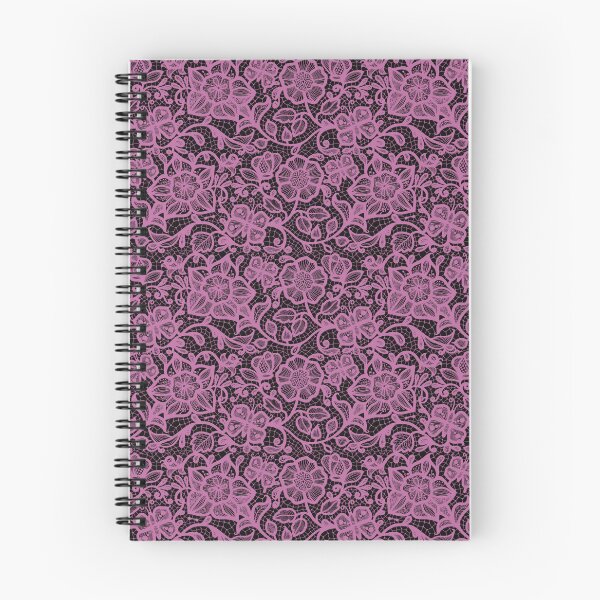 Item preview, Floral Lace Pattern - Pink on Black designed and sold by JadeRyder.