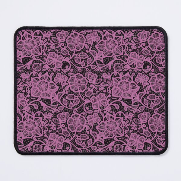 Item preview, Floral Lace Pattern - Pink on Black designed and sold by JadeRyder.