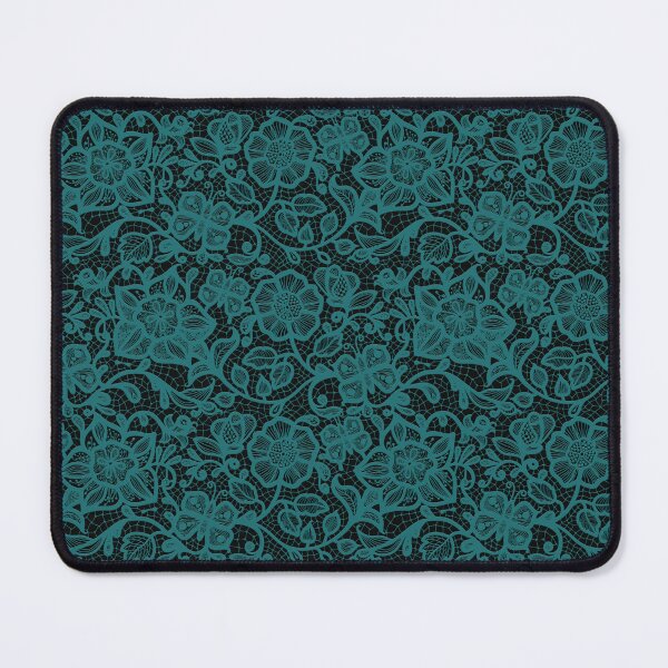 Item preview, Floral Lace Pattern - Teal on Black designed and sold by JadeRyder.