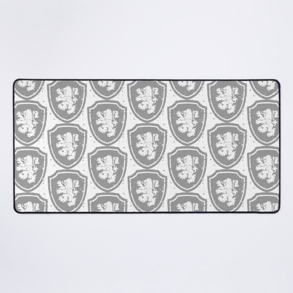 Item preview, Heraldic lion standing on hind legs on an English triangular shield with two tipped arcs on the upper corners designed and sold by VugArtShop.