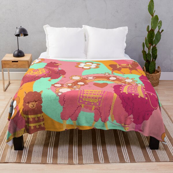 Item preview, Retro wave llama in funky cool waves and retro vintage flowers designed and sold by BritishDelights.