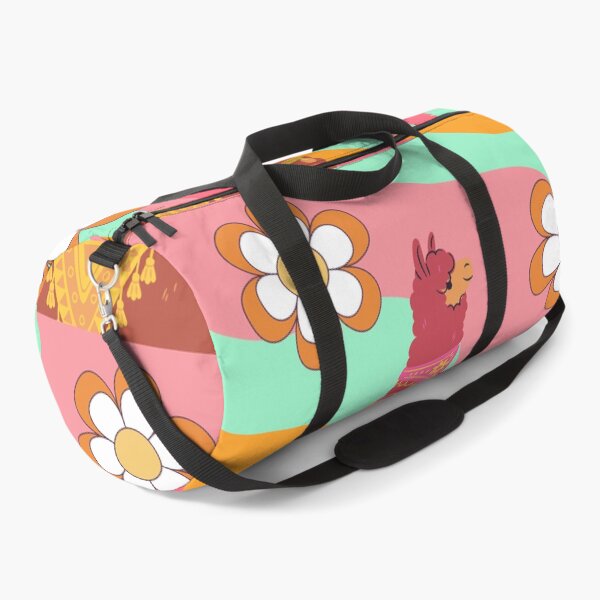 Item preview, Retro wave llama in funky cool waves and retro vintage flowers designed and sold by BritishDelights.
