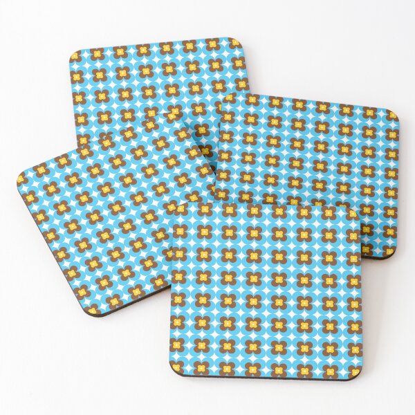Item preview, Blue geometric flower pattern designed and sold by dottiedigitals.