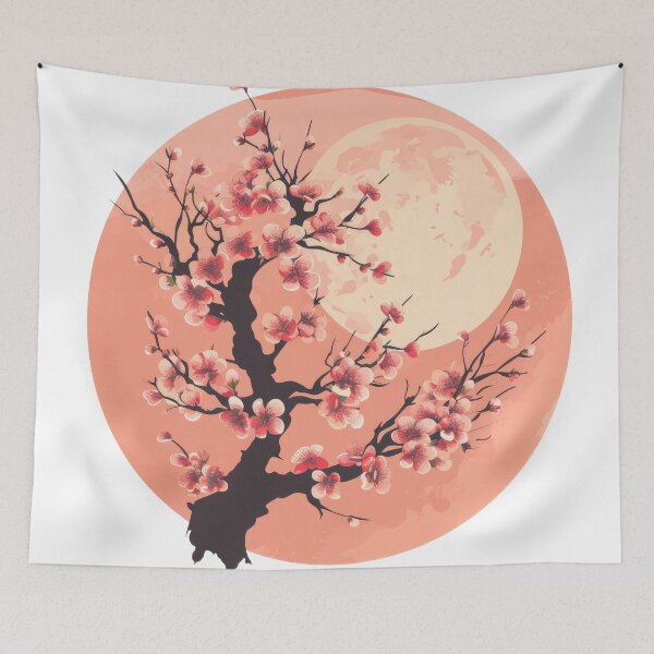 Item preview, Cherry blossom flowers in the moonlight designed and sold by FlowersColorful.
