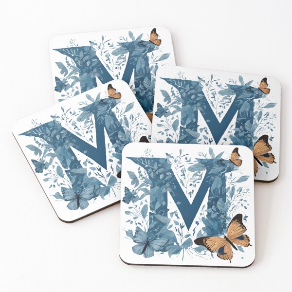 Item preview, Letter M in blue with butterflies designed and sold by Shinery2023.