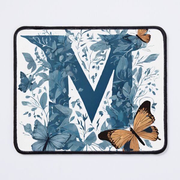 Item preview, Letter M in blue with butterflies designed and sold by Shinery2023.