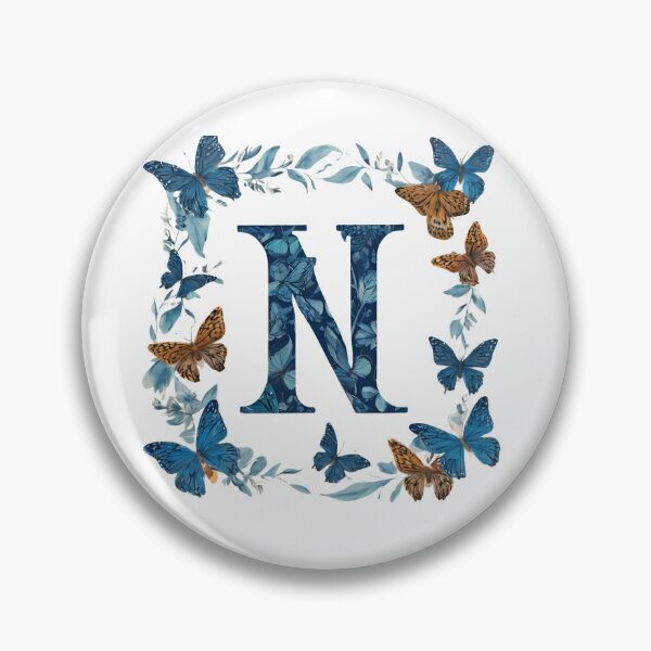 Item preview,  Letter N in blue with butterflies designed and sold by Shinery2023.