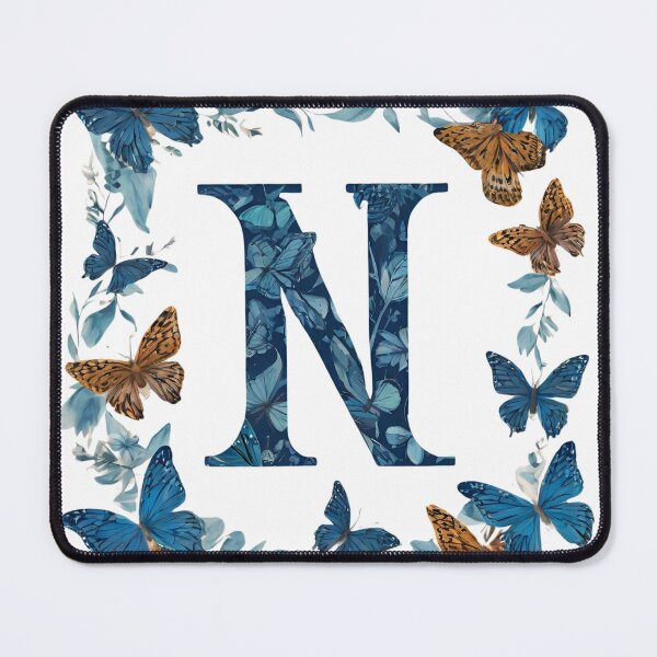 Item preview,  Letter N in blue with butterflies designed and sold by Shinery2023.