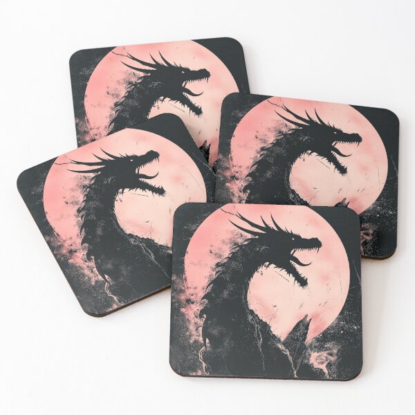 Item preview, Dragon and the Moon Pink 3 designed and sold by Kobi-PrintVibes.