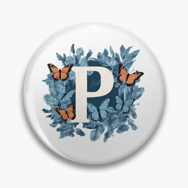 Item preview, Letter P in blue with butterflies designed and sold by Shinery2023.