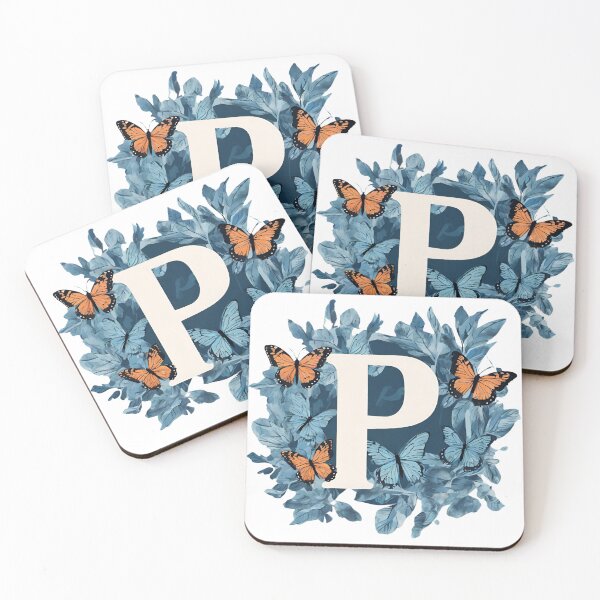 Item preview, Letter P in blue with butterflies designed and sold by Shinery2023.