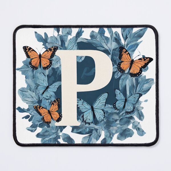 Item preview, Letter P in blue with butterflies designed and sold by Shinery2023.